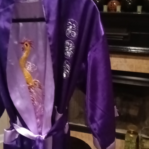 FINAL PRICE Silver Dragon lavender/purple reversible l/s robe w dragons L/XL/FS - Picture 6 of 11